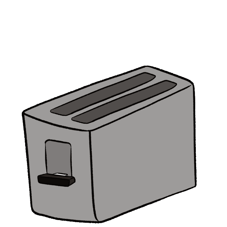 An image of a toaster popping up a piece of toast.