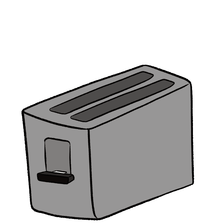 An image of a toaster popping up a piece of toast.